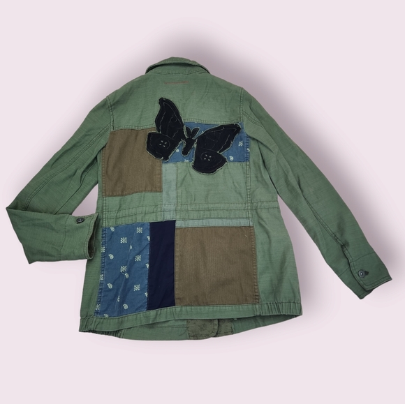 Hei Hei Anthropologie Green Butterfly Cargo Jacket Utility